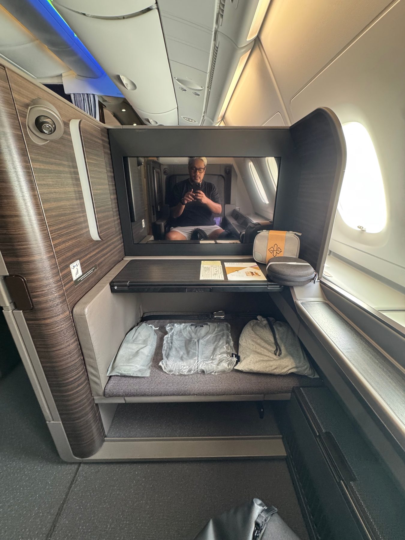 Erickson settled into his ANA First Class suite