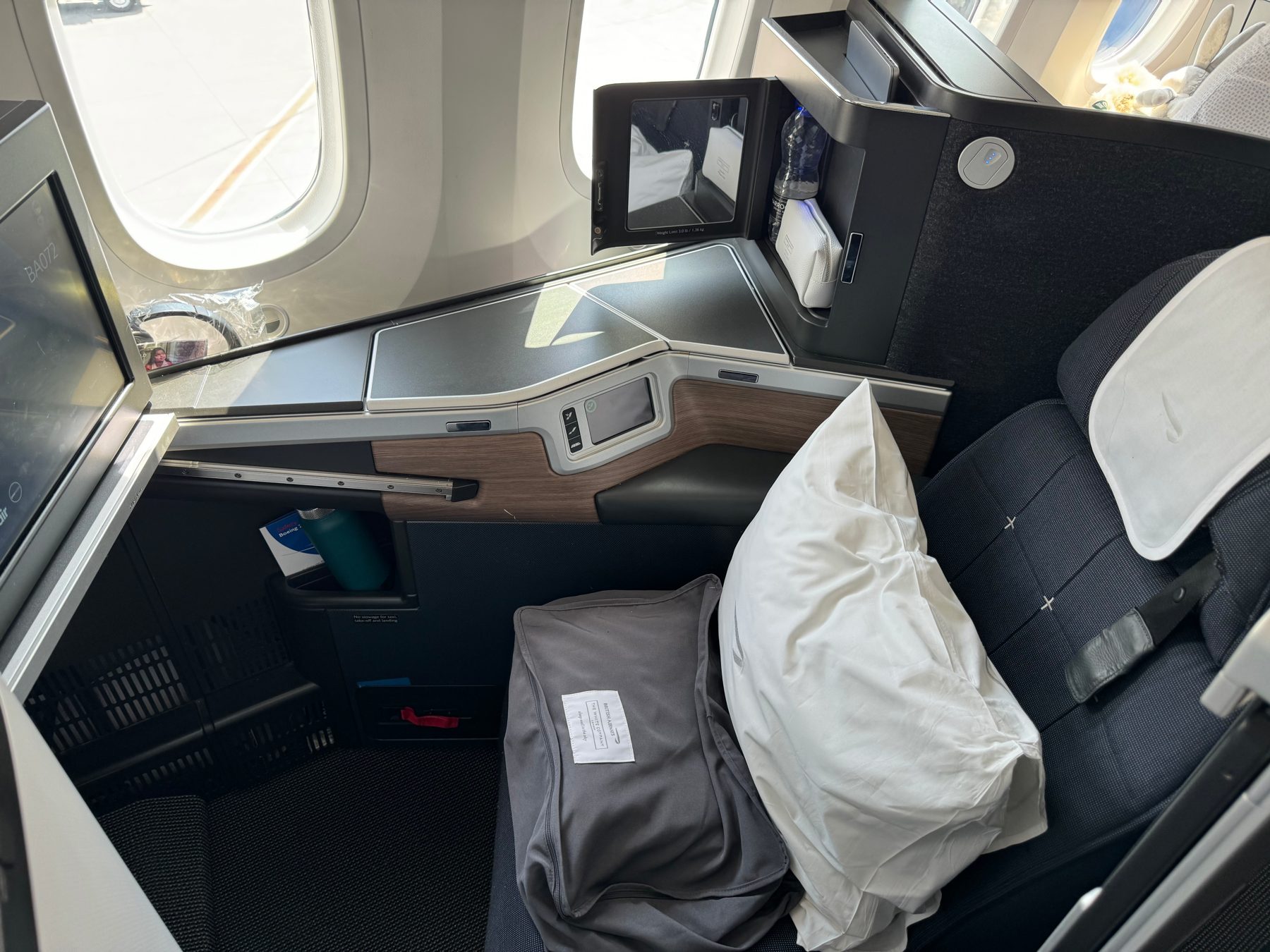 British Airways Club Suite made up for the night