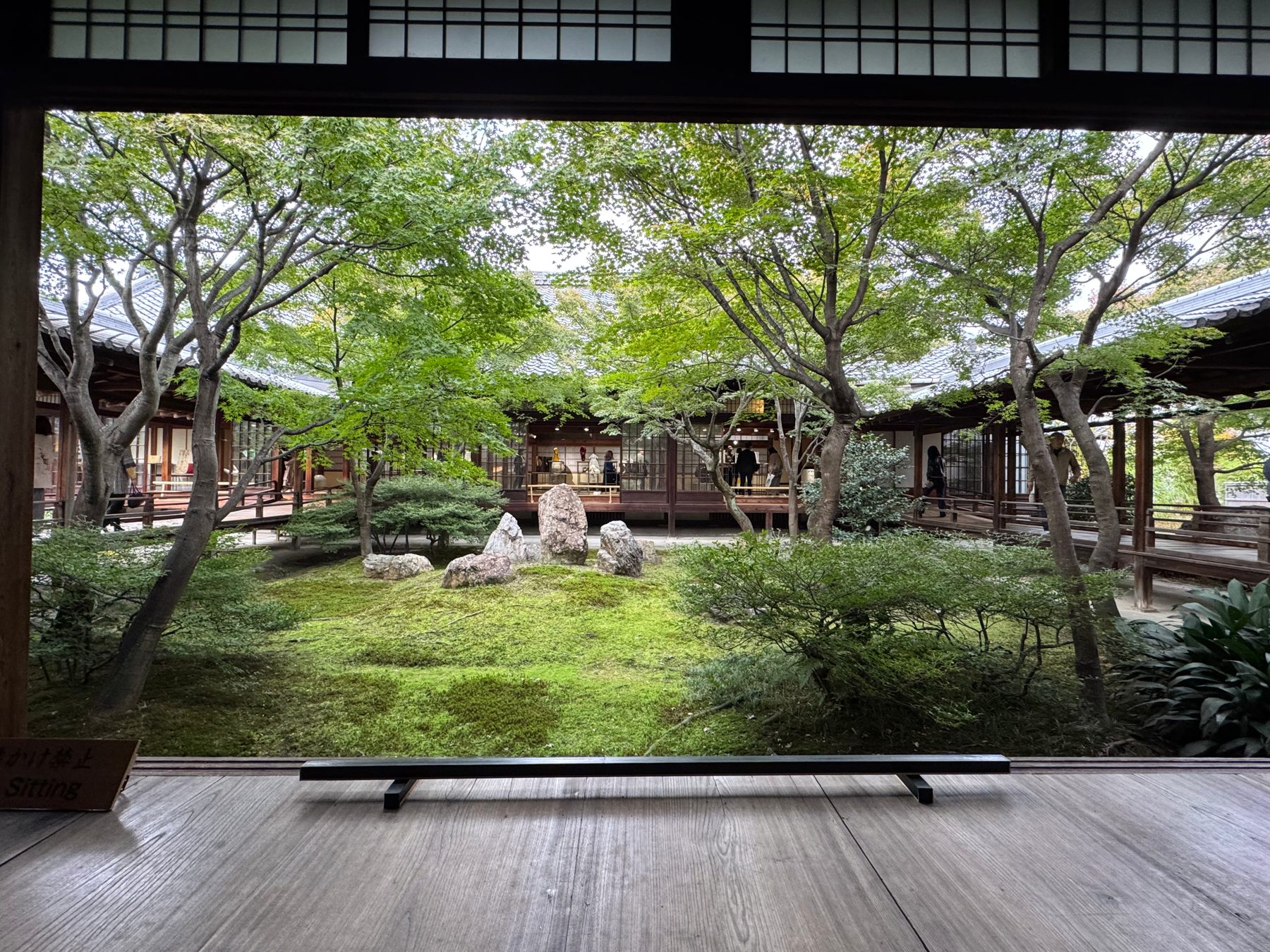 A Kyoto garden seen through a temple window