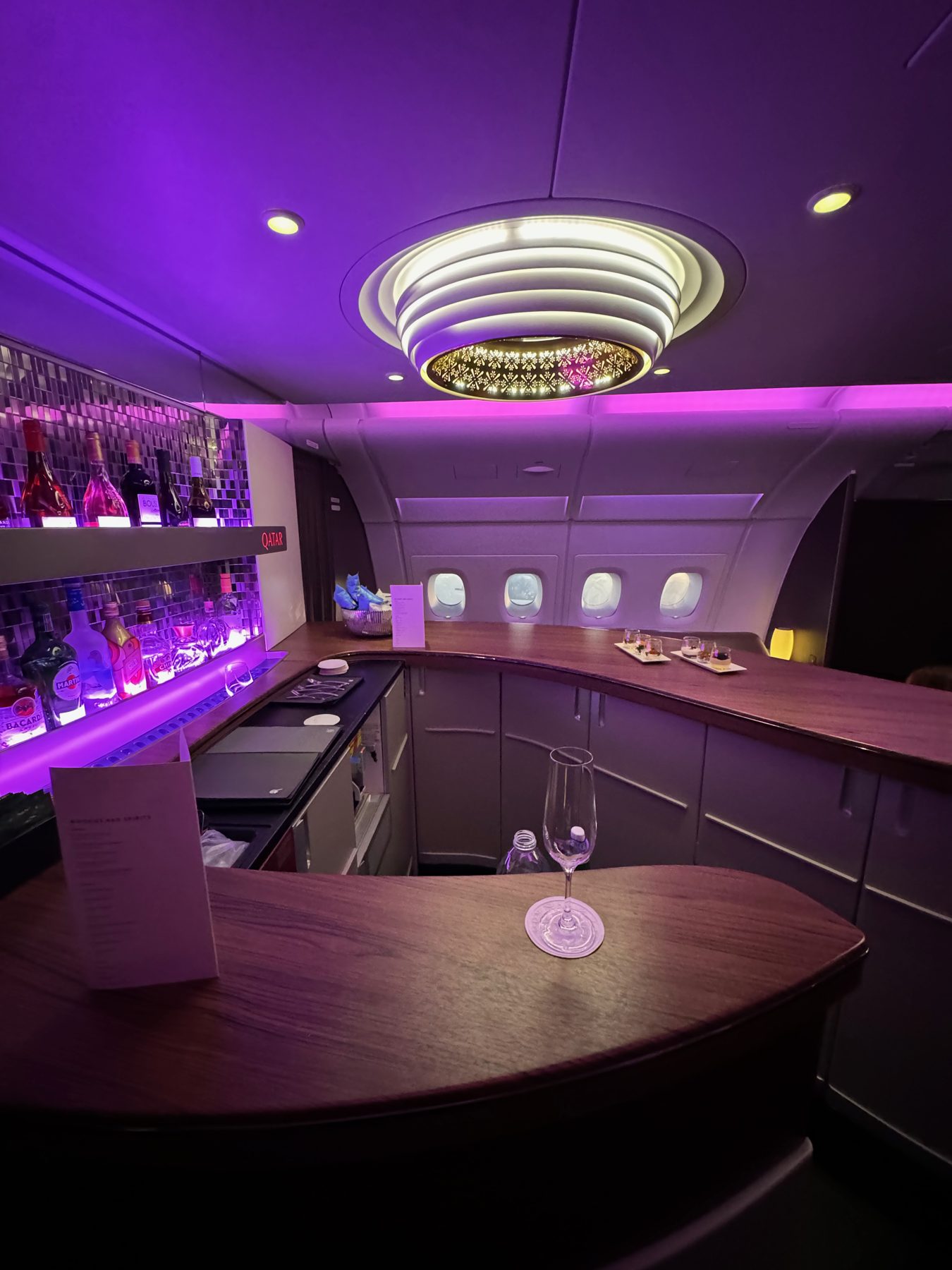 The onboard bar on the Qatar Airways A380